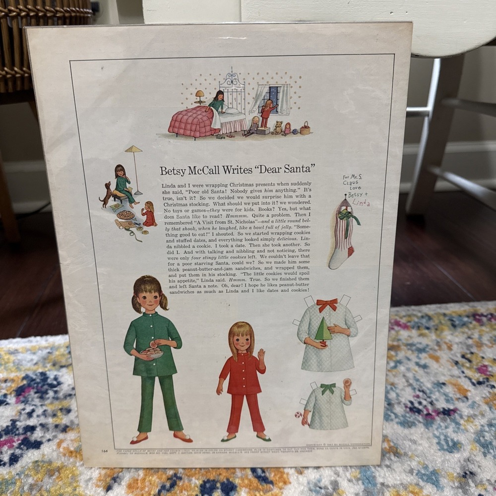 1967 Betsy McCall writes Dear Santa vintage ‎ paper doll magazine ad
